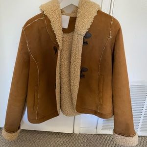 Anthropologie cozy faux suede fur jacket